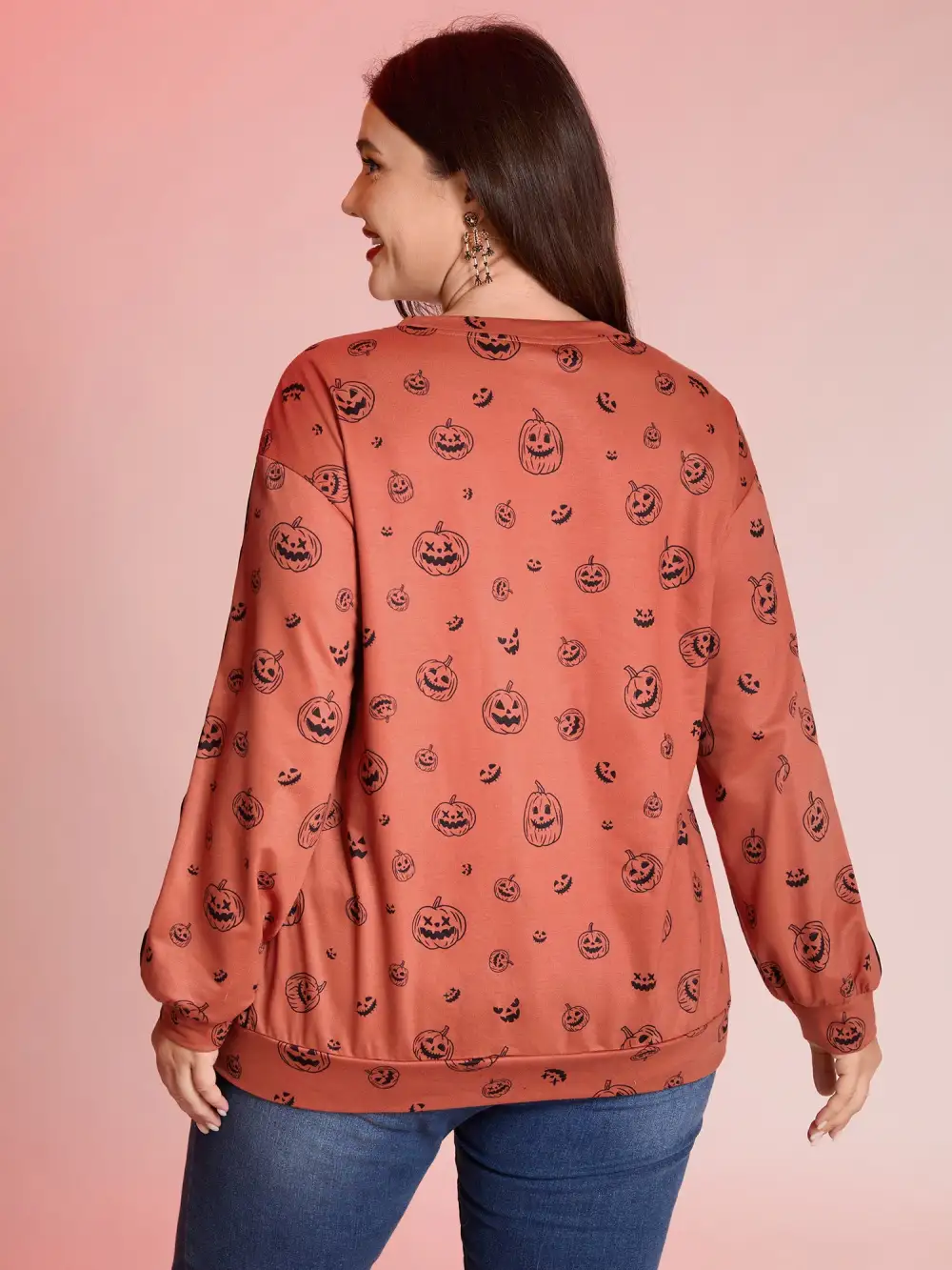 Spooky Halloween Print Relaxed Fit Sweatshirt