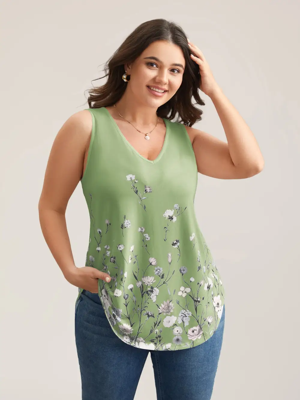 Blooming Flowers Print Stretchy Vest