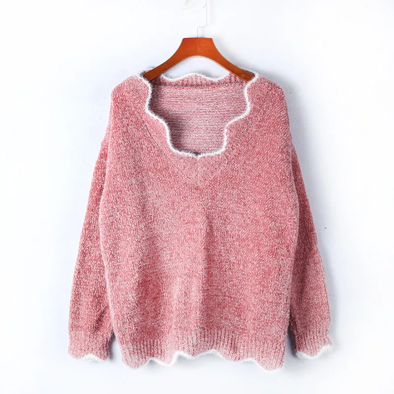Wave Edge V-Neck Casual Sweater