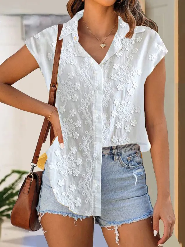 Casual Shirt Collar Blouse