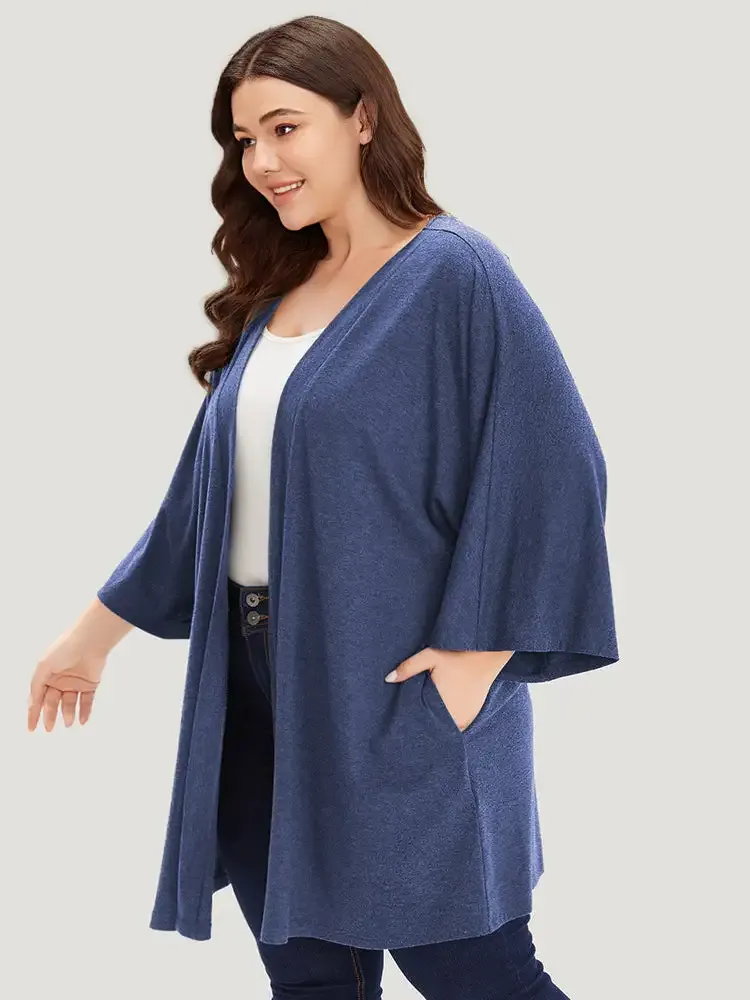 Supersoft Essentials Plain Open Front Pocket Batwing Sleeve Kimono