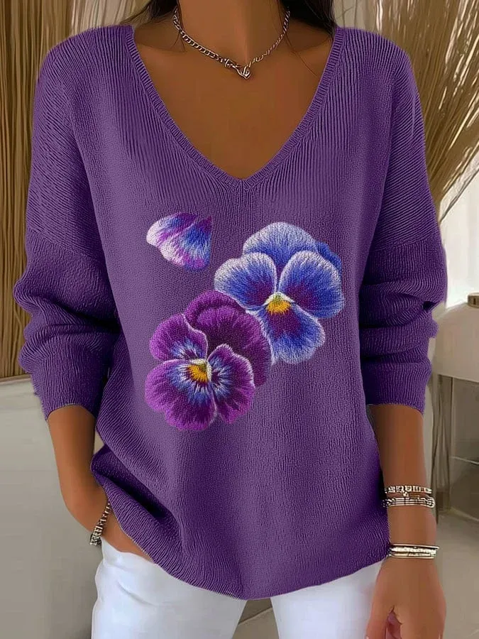 Women's Alzheimer's Purple Print Long Sleeve Pit Fabric Top
