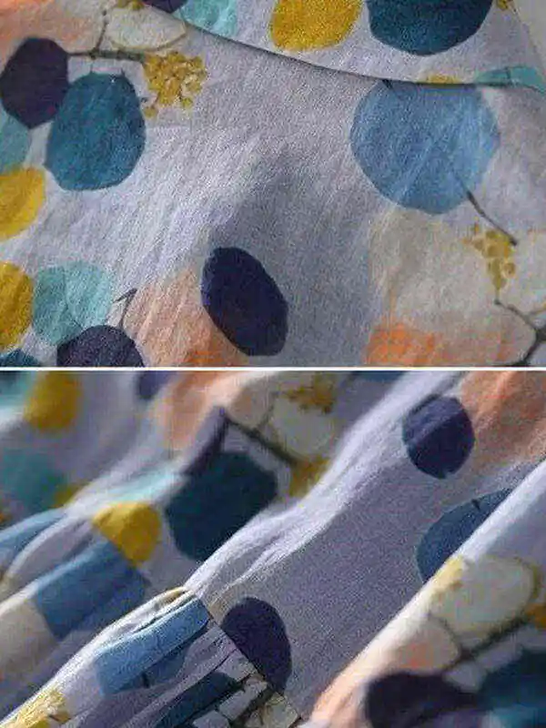 Original Polka-Dot Lapel Short Sleeves A-Line Midi Dress