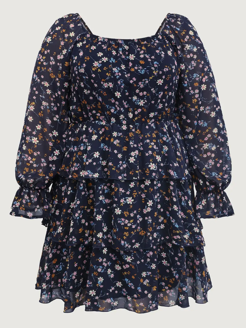 Chiffon Floral Sweetheart Neckline Mini Dress