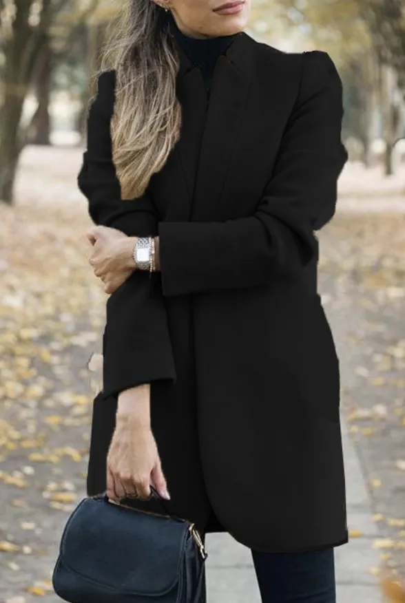 Women Plain Loose Casual Coat