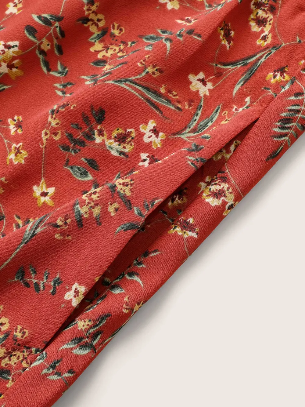 Floral Print Frill Notched Flutter Sleeve Dress