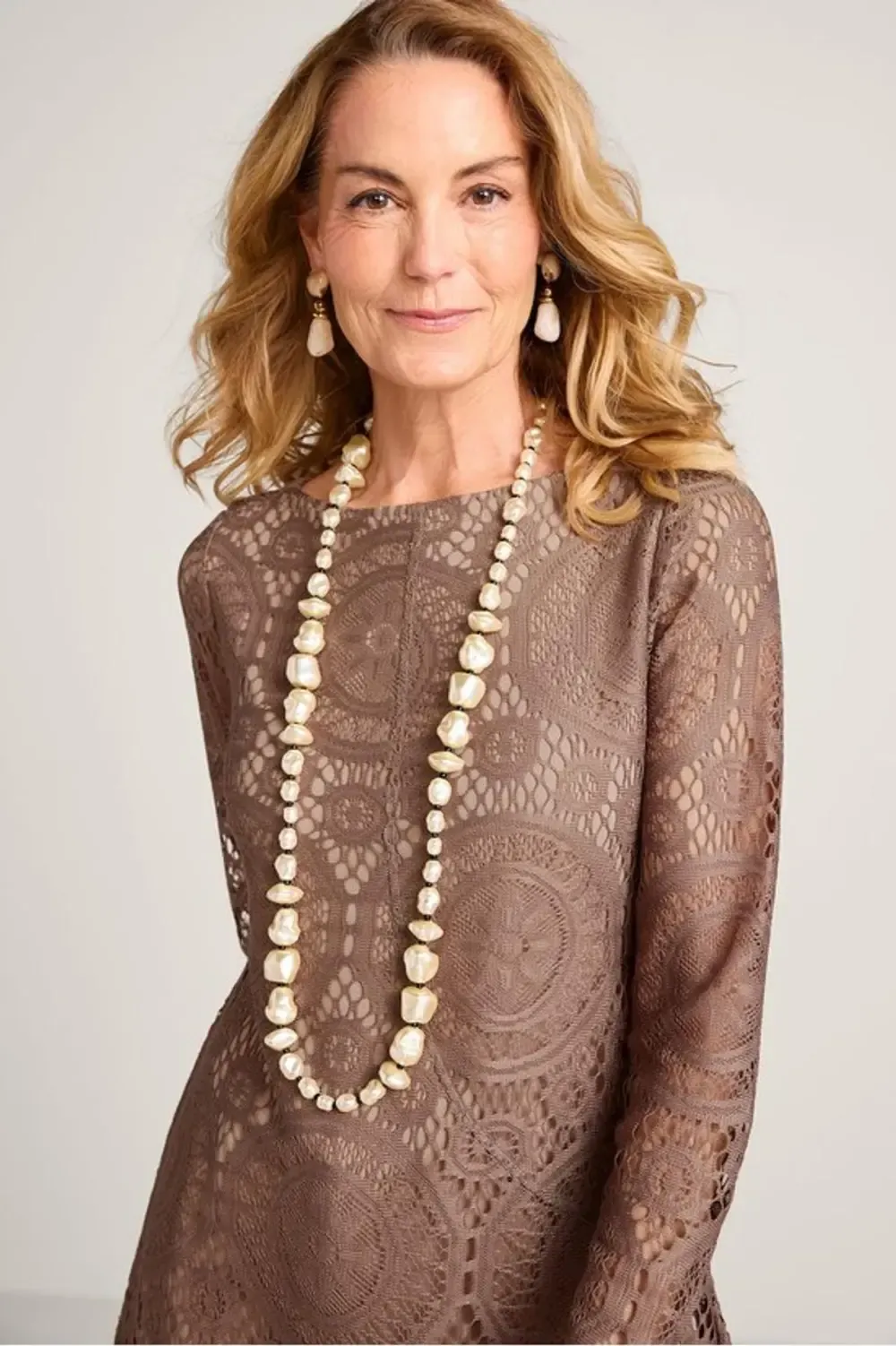 Lace Interlude Long Sleeve Tunic Top