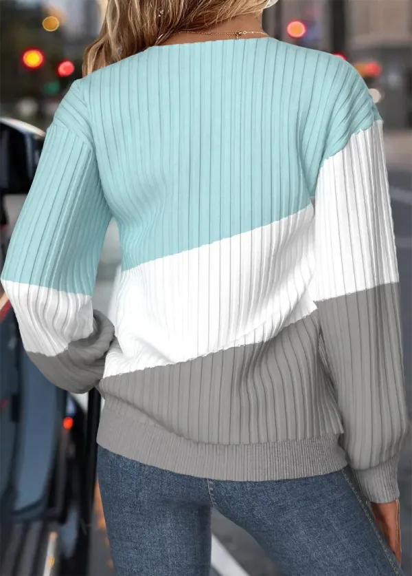 Multi Color Tummy Coverage Long Sleeve Split Neck Sweatshirt