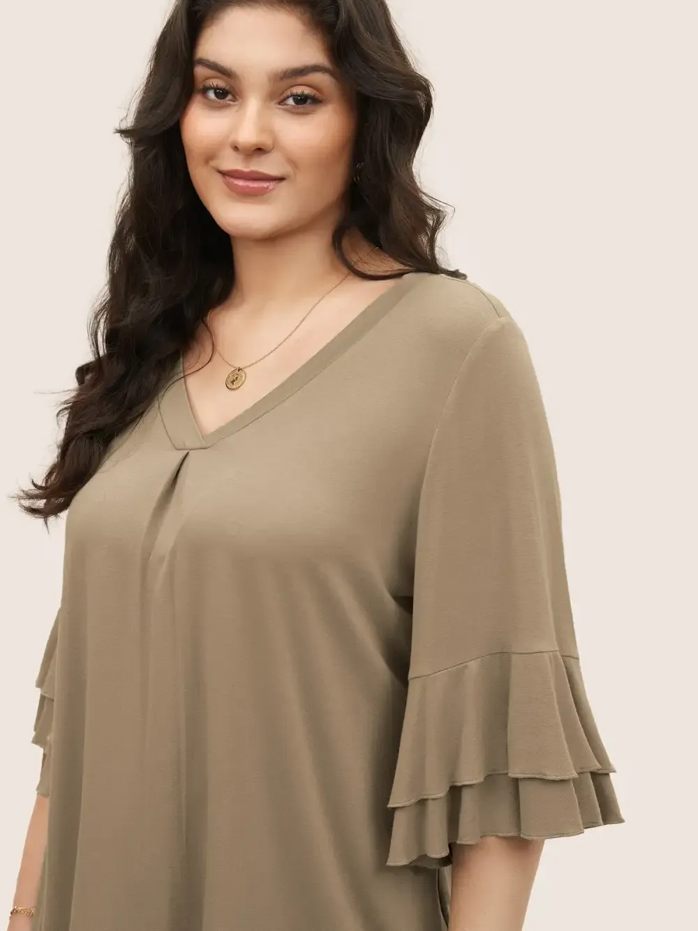 Supersoft Essentials Ruffle Layered Sleeve Pleated T-Shirt