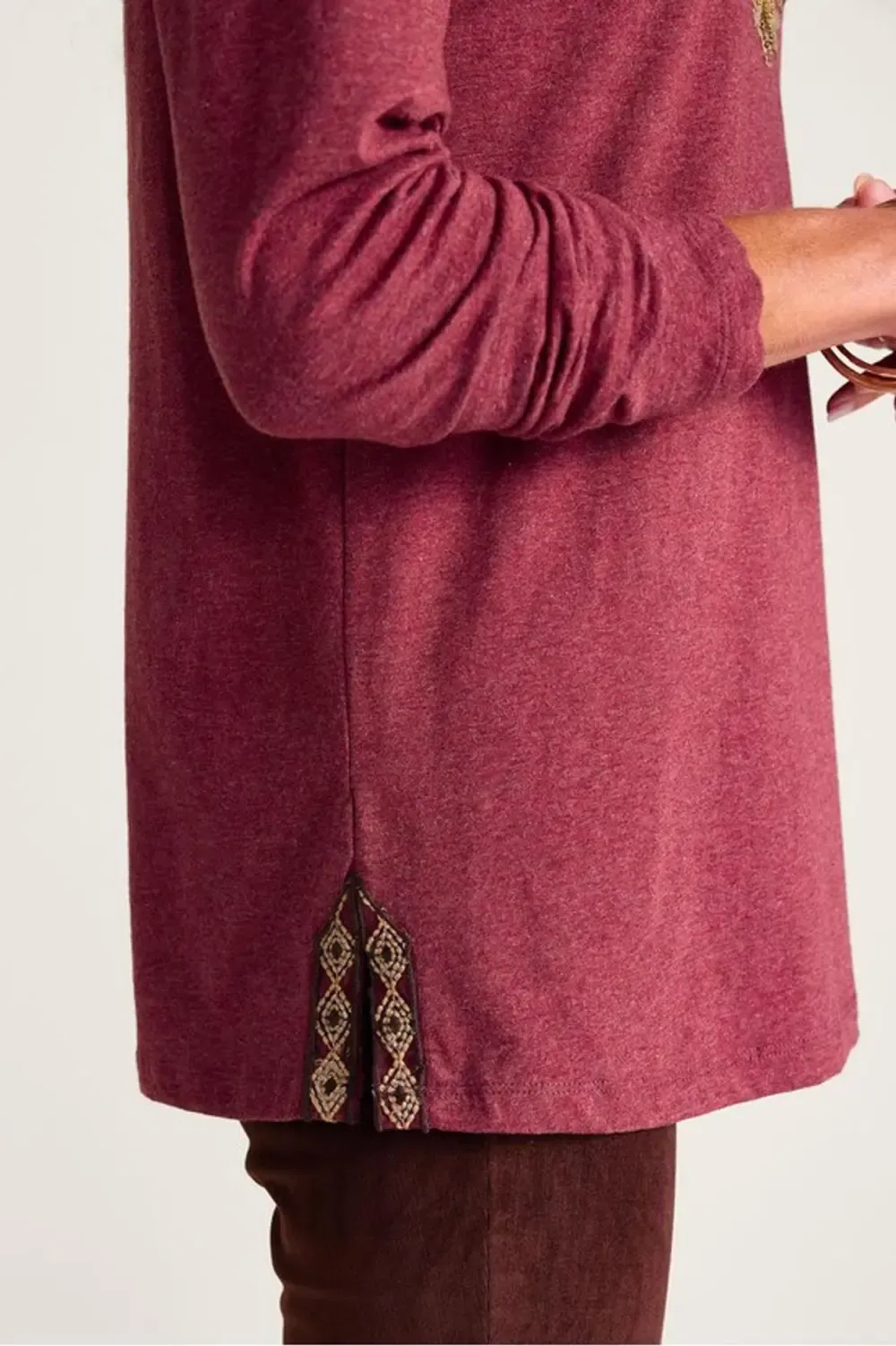 Embroidered Gleam Long Sleeve Knit Top