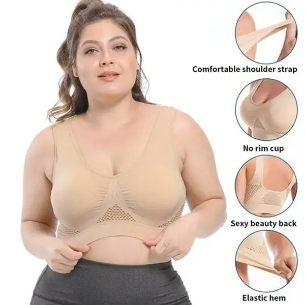 🔥Plus Size S-6XL Cotton Wireless Light Up Air Bra