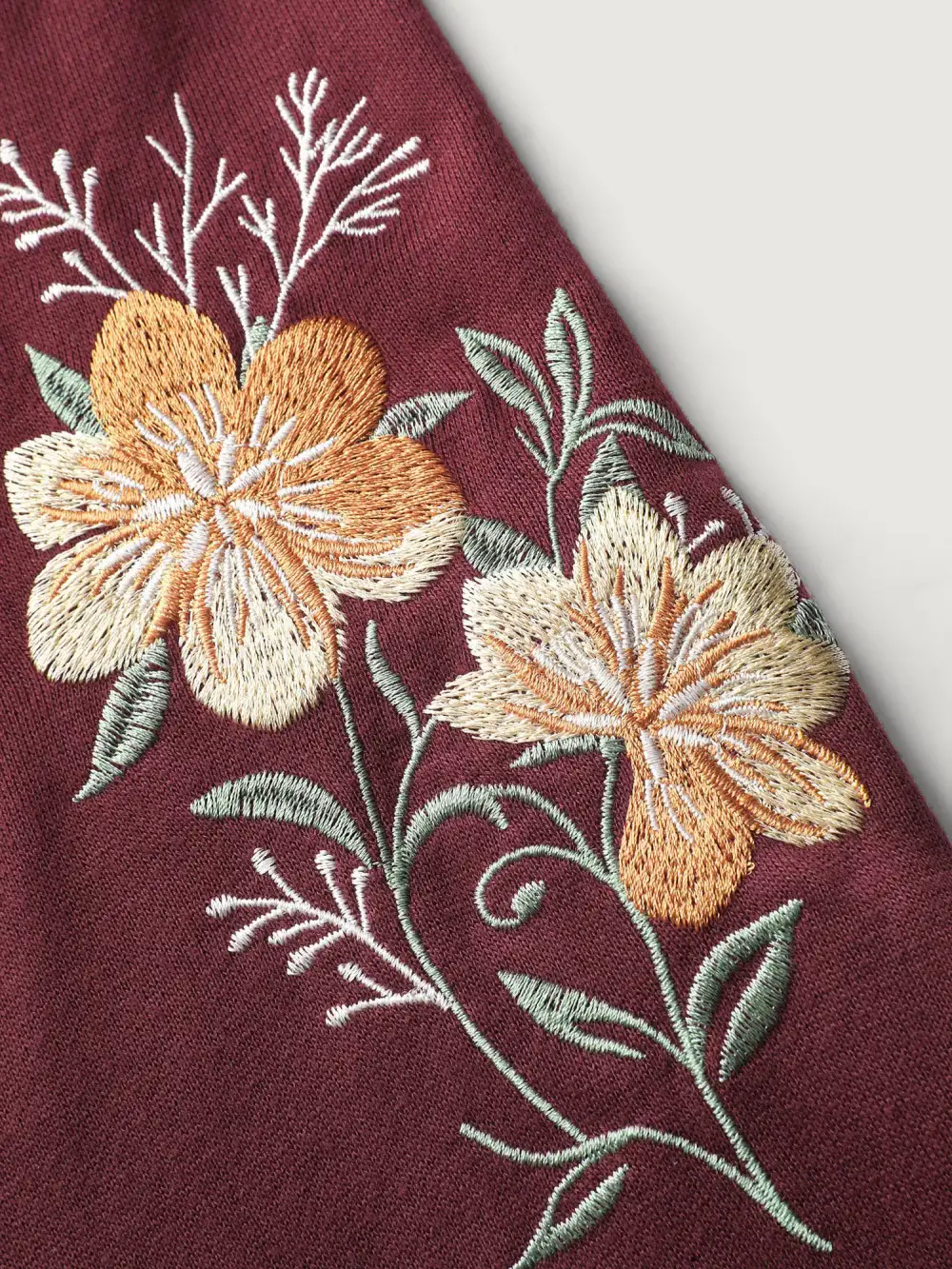 Embroidered Sleeve Button-Down Jacket