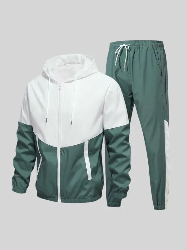 Men’s Colorblock Hoodie & Jogger Set – Casual Tracksuit