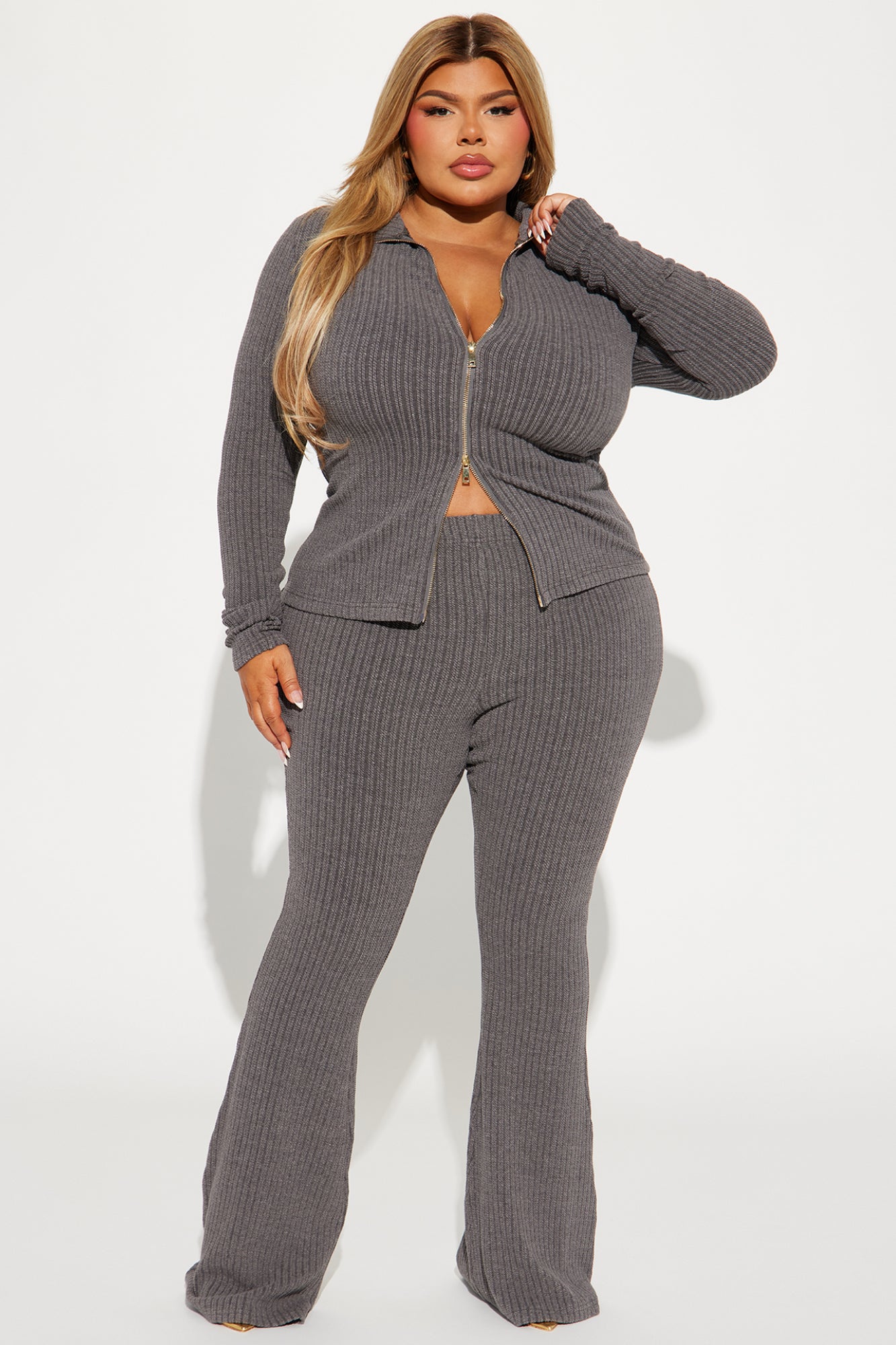 The One And Only Sweater Pant Set - Charcoal