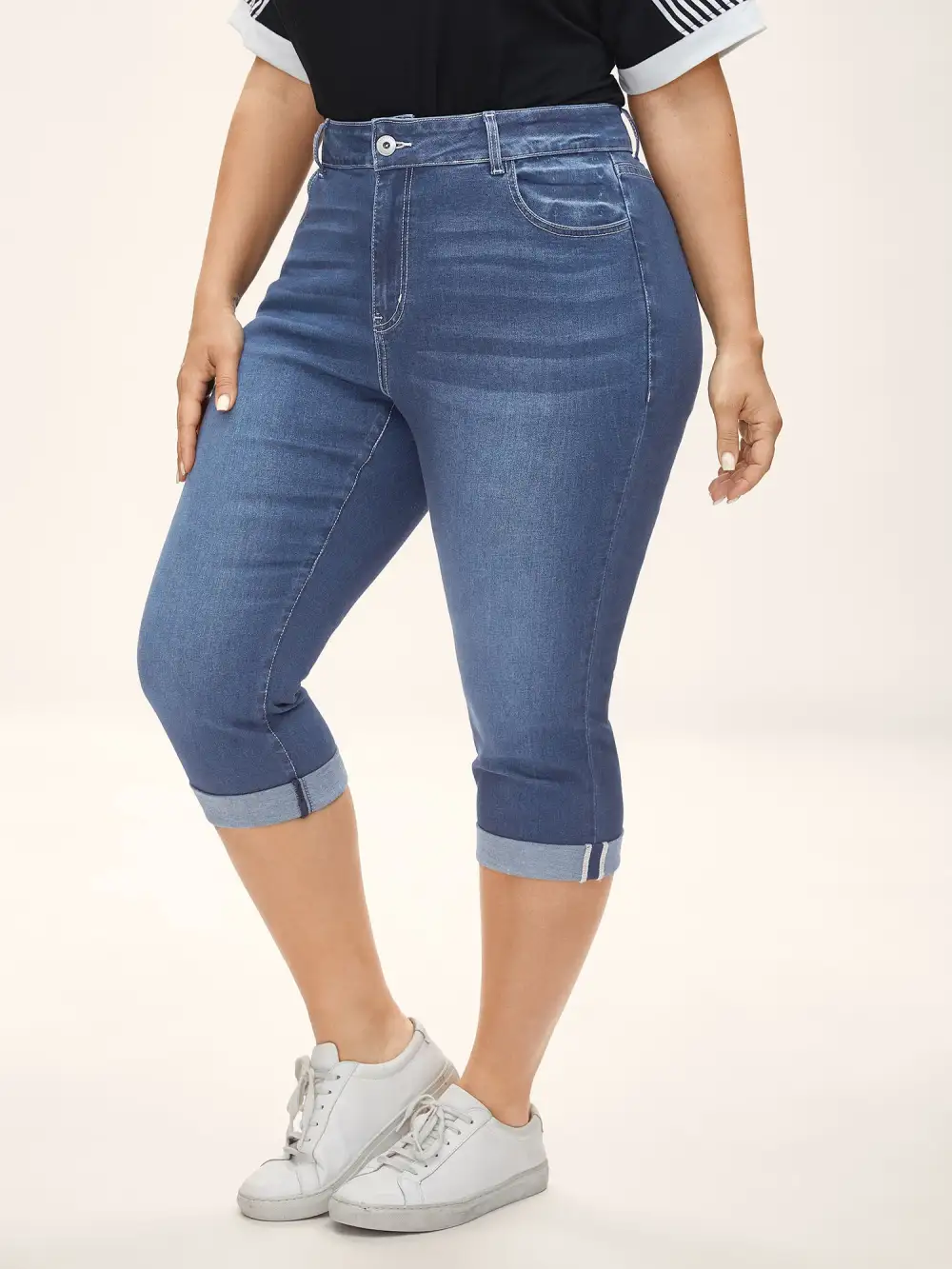Whiskered Wash Crop Skinny-Fit Jeans