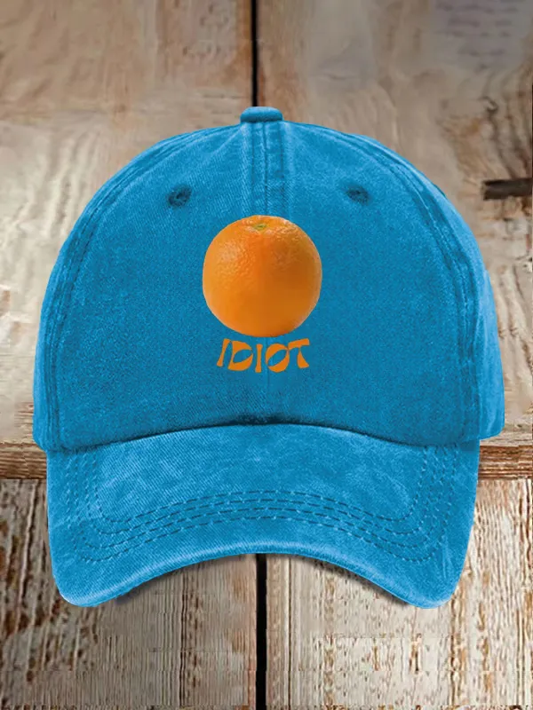 Unisex Orange Fool Washed Cotton Hat