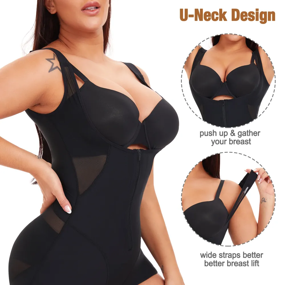 Single Row Zipper Simple One Piece Shapewear