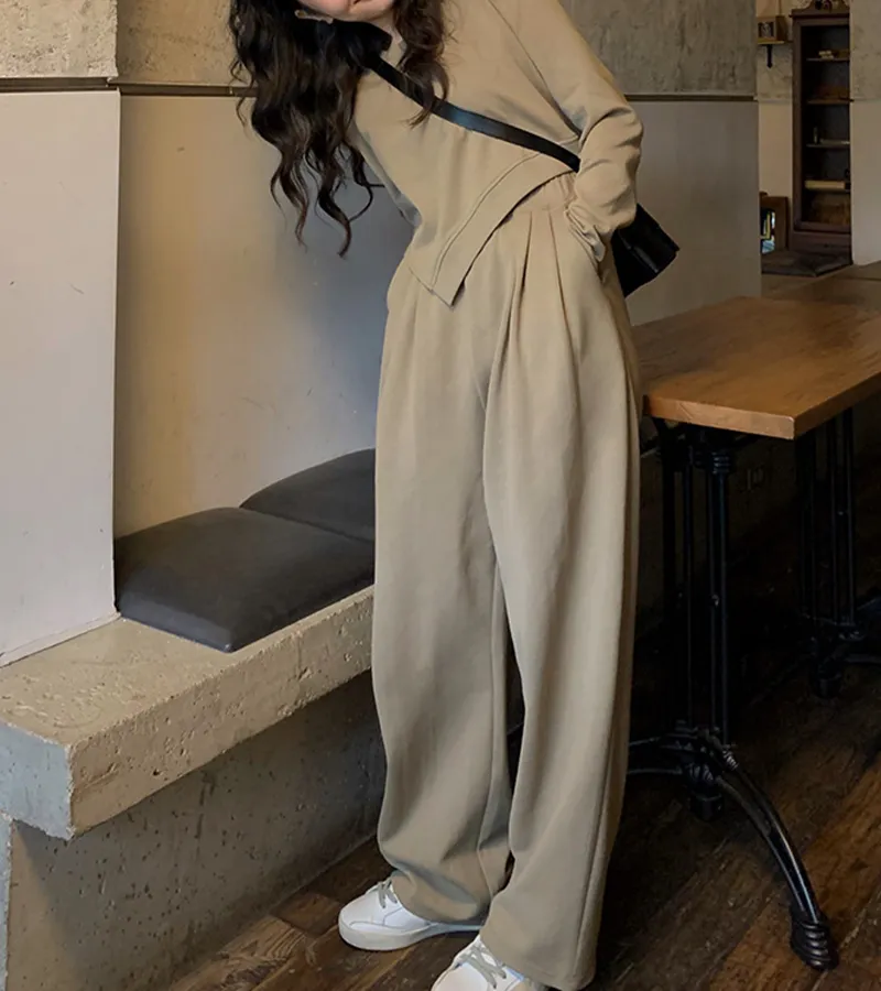 Chic Irregular Sweep With Wide Legs Two Pieces Set