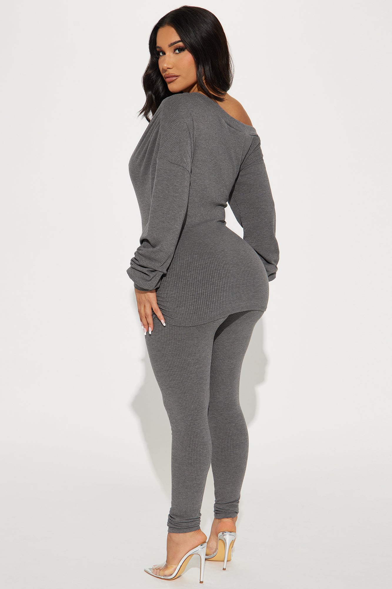 Taylor Off Shoulder Pant Set - Charcoal