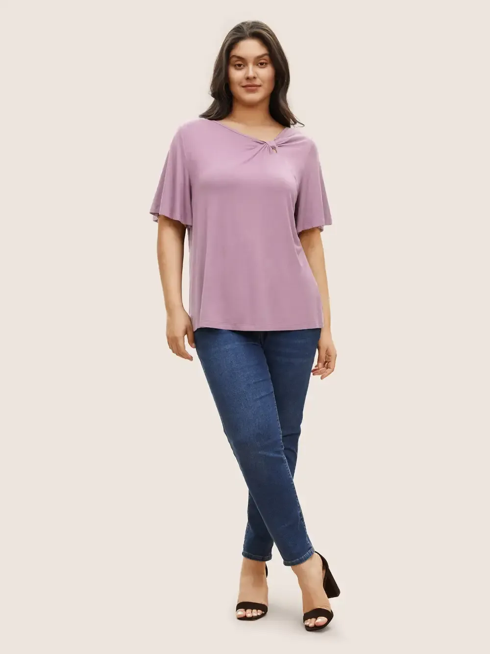 Supersoft Essentials Twist Front Asymmetrical Neck T-Shirt