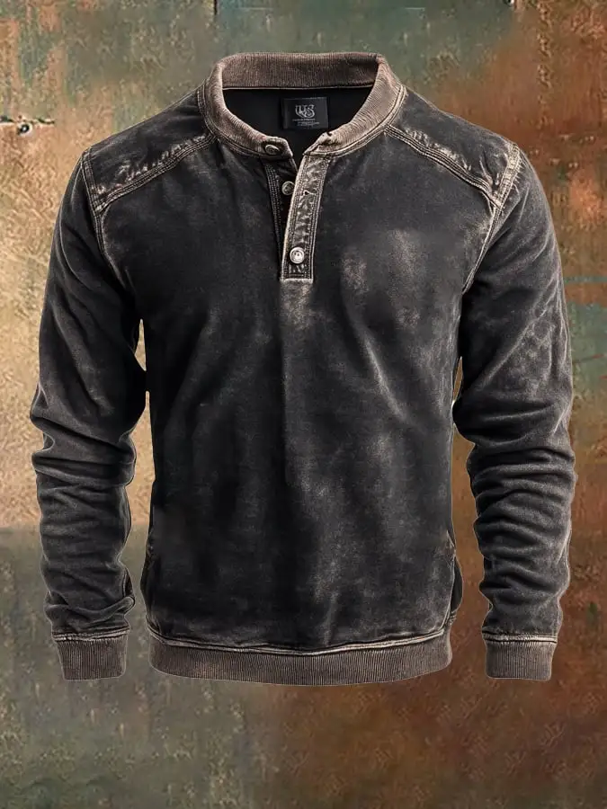 Men's Vintage Comfort Henley Sweatshirt