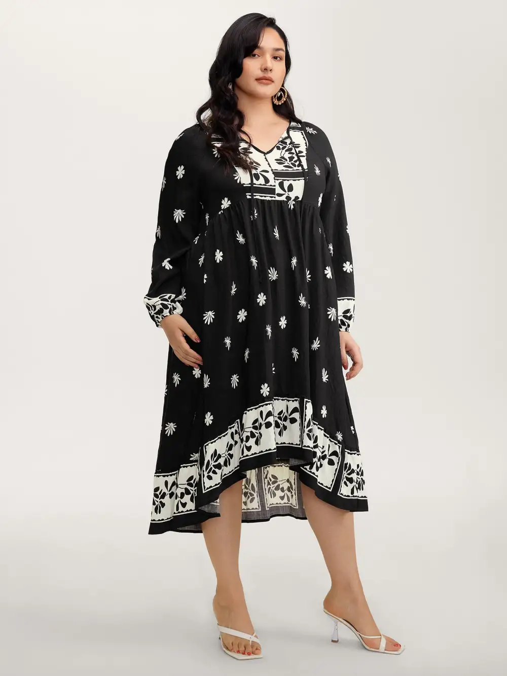 Floral Print Pockets A-Line Flowy Midi Dress