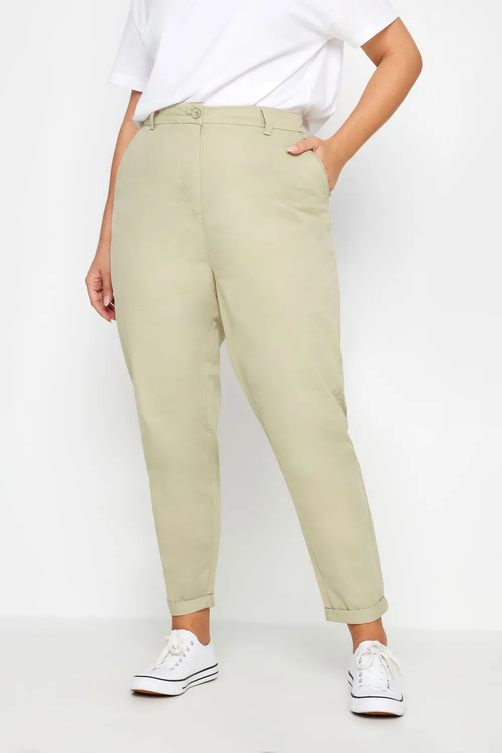 YOURS Curve Dark Blue Straight Leg Chino Trousers