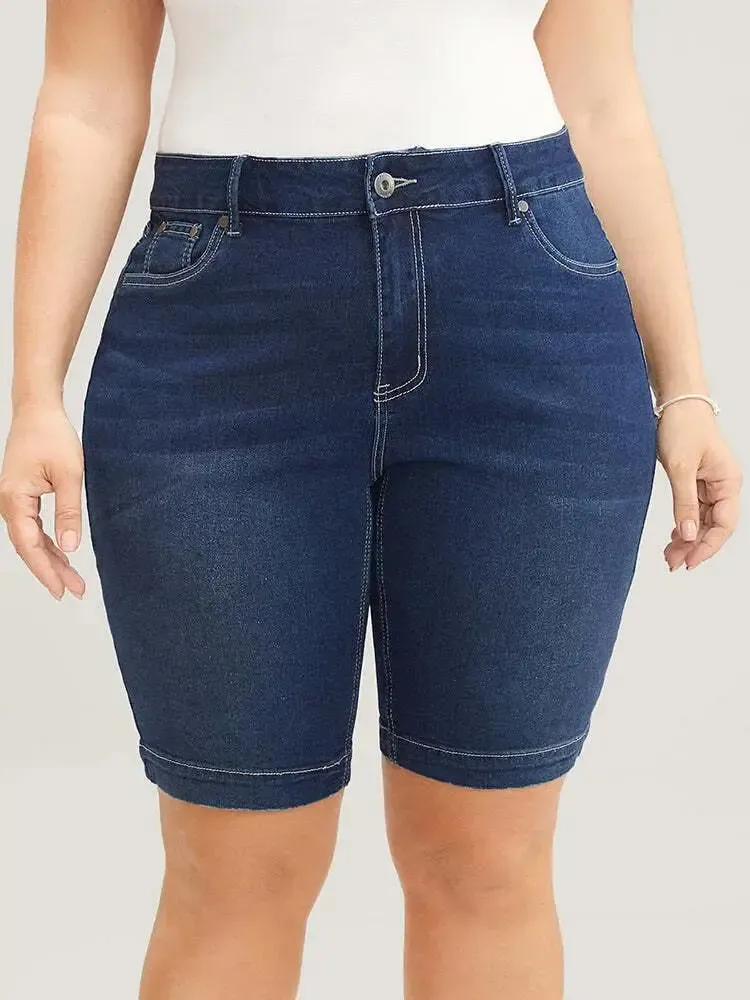 4 Pack Very Stretchy High Rise Dark Wash Denim Shorts