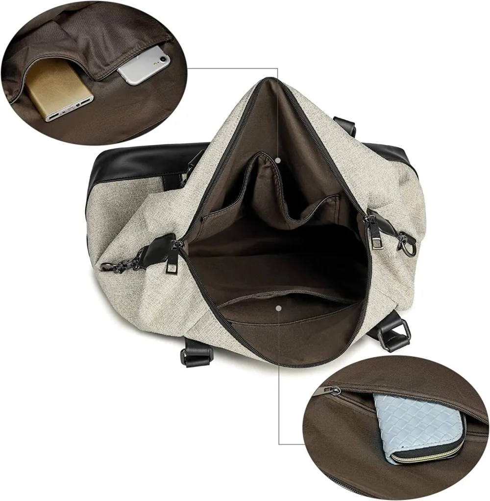 Ladies Canvas Weekender Bag Overnight Carry-on Tote Duffel in Trolley Handle