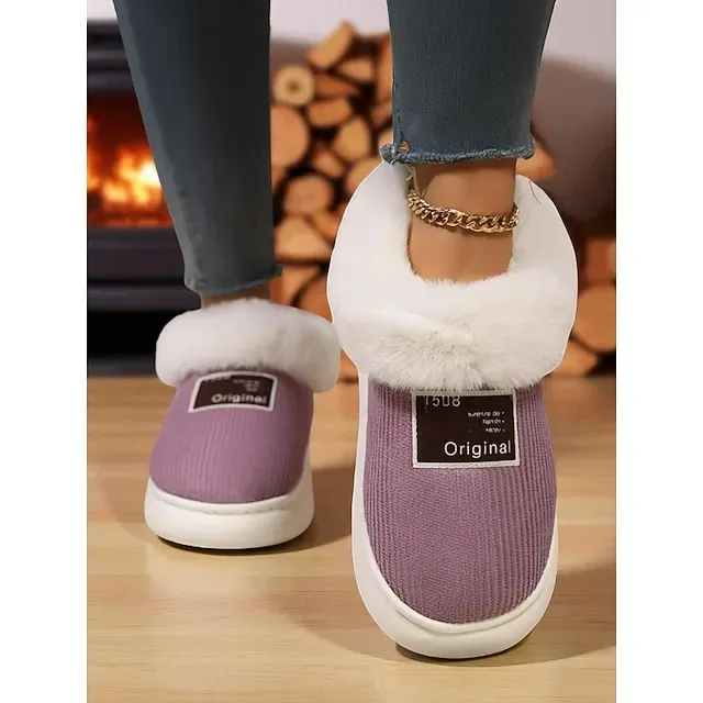 Women's Winter Indoor Slippers with Faux Fur Lining – Warm Anti-Slip Home Shoes for Cozy Indoor Wear