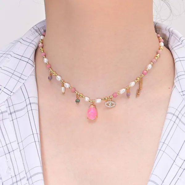 Rhodonite & Pearl Necklace