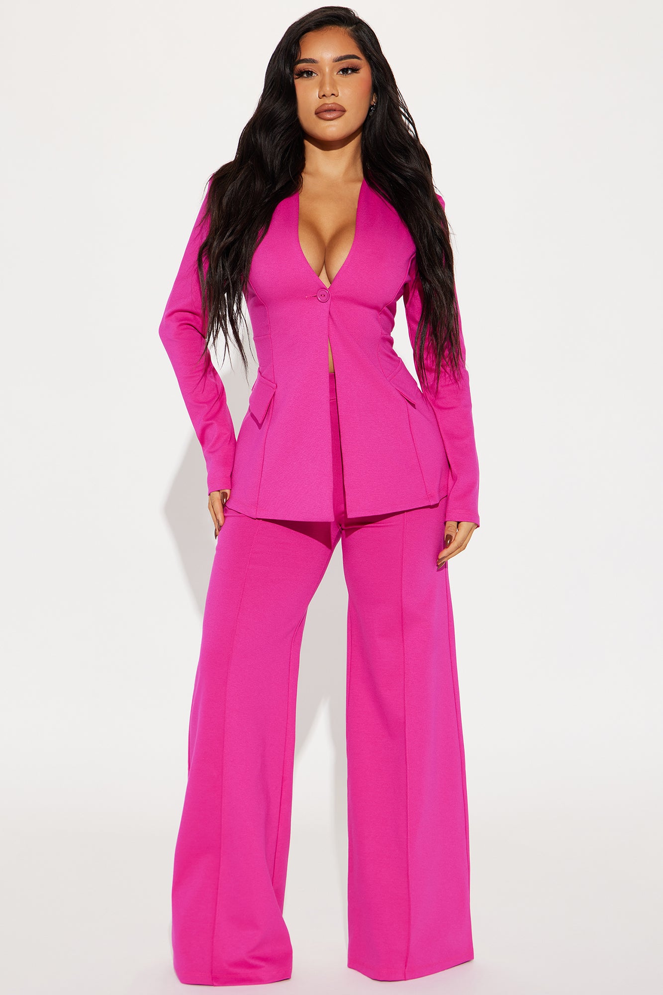 Believe It Blazer Pant Set - Pink