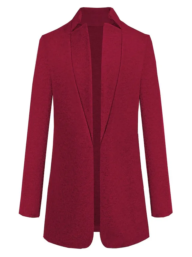 Women's Pea Coat Winter Coat Open Front Stand Collar Trench Coat Fall Warm Windproof Overcoat Christmas Jacket caramel colour