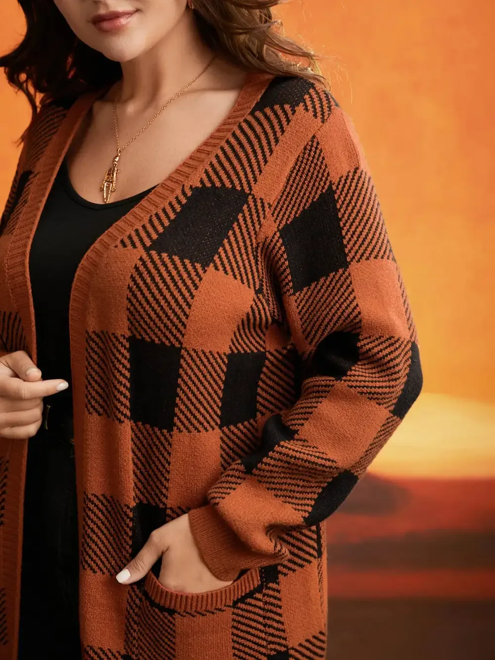 Supersoft Essentials Halloween Plaid Open Cardigan