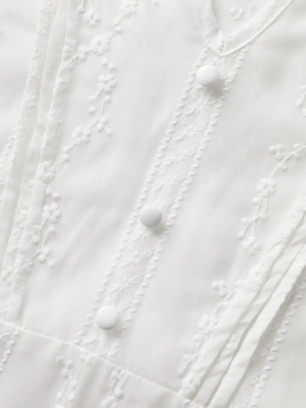 Texture Mesh Button Detail Tucked Seam Blouse