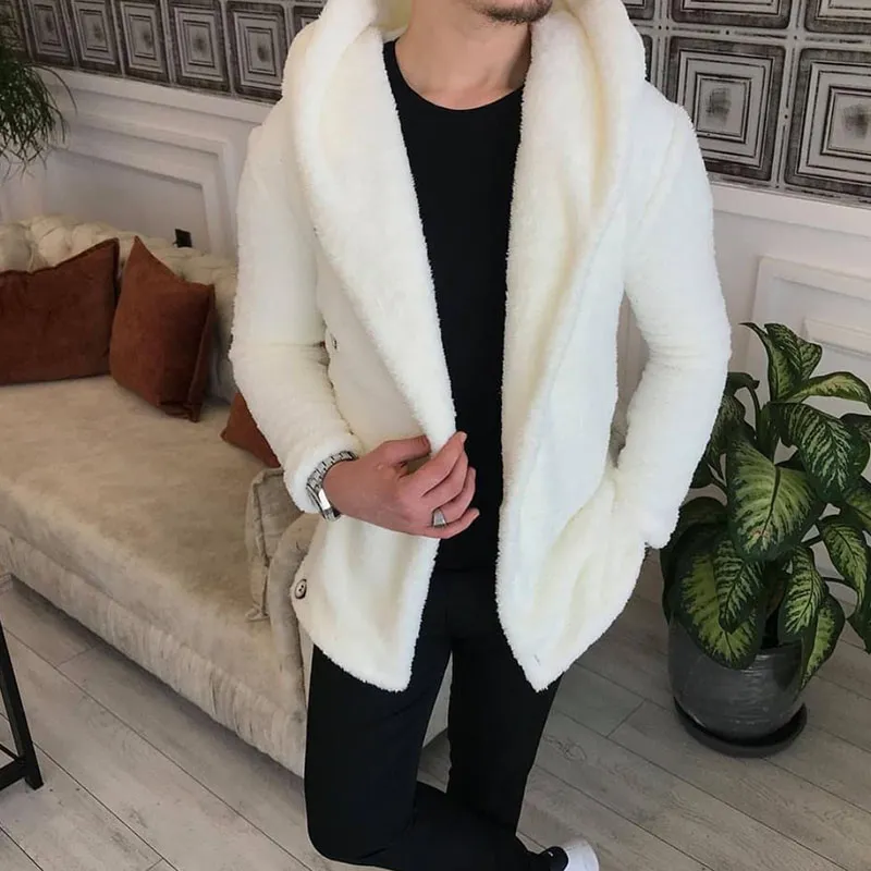 Men's Hooded Plush Coat Short Coat