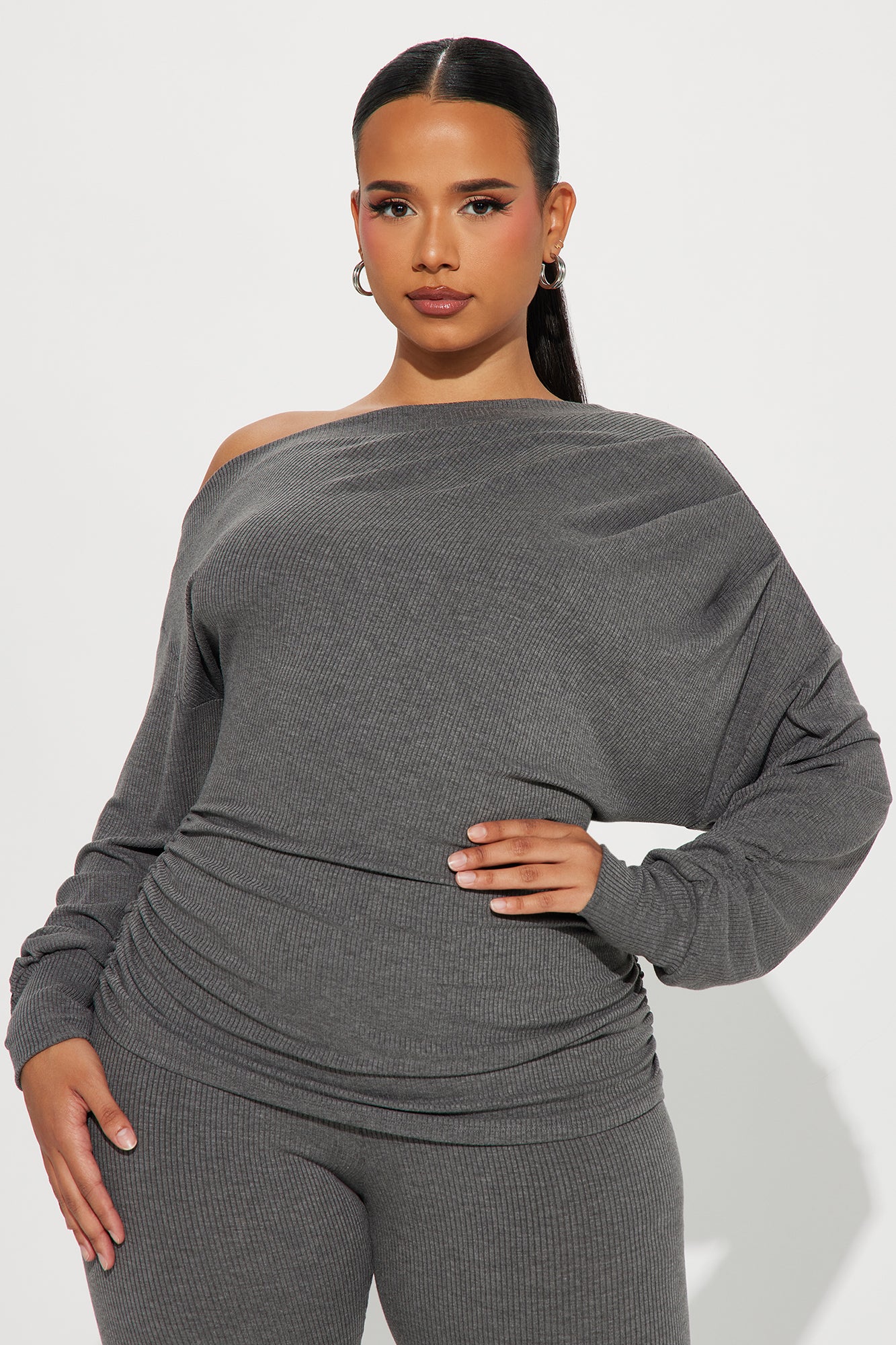 Taylor Off Shoulder Pant Set - Charcoal