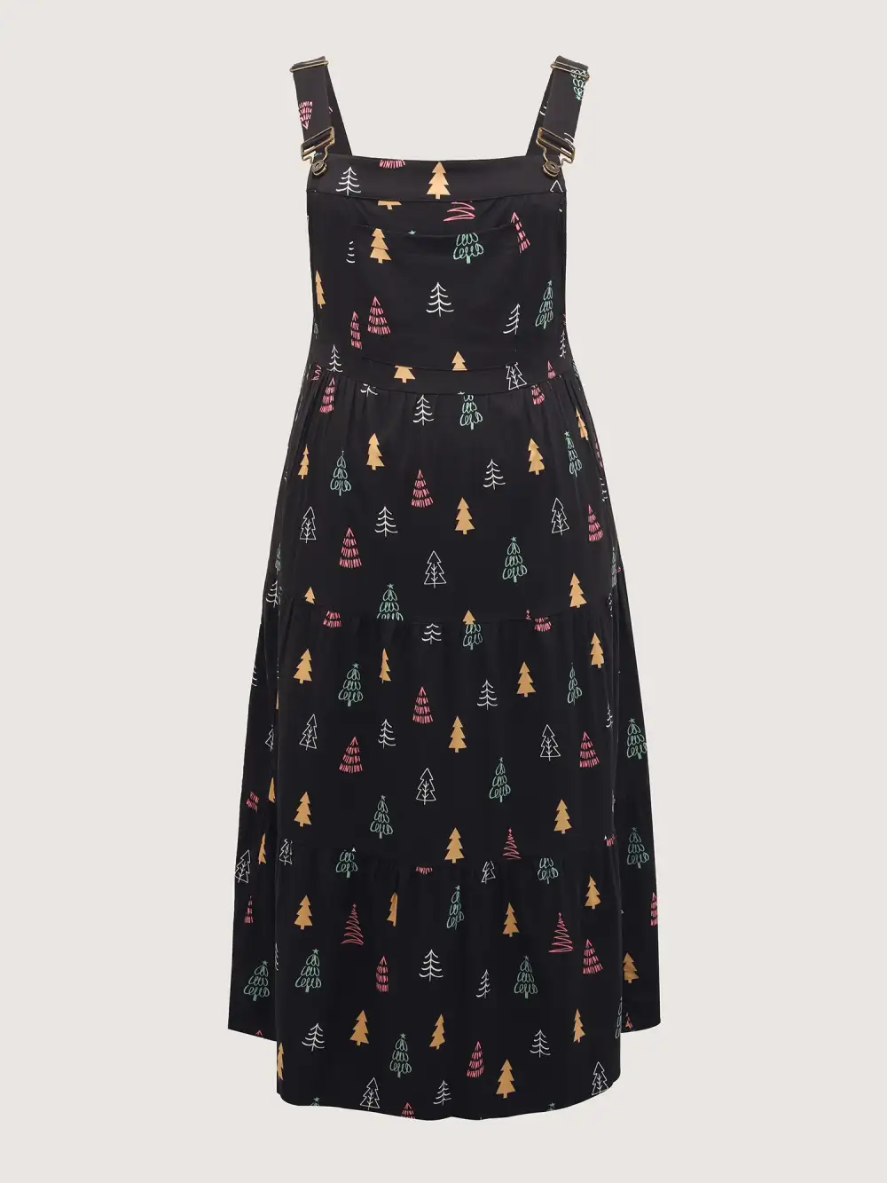 Holiday Tree Rayon Pockets Midi Dress