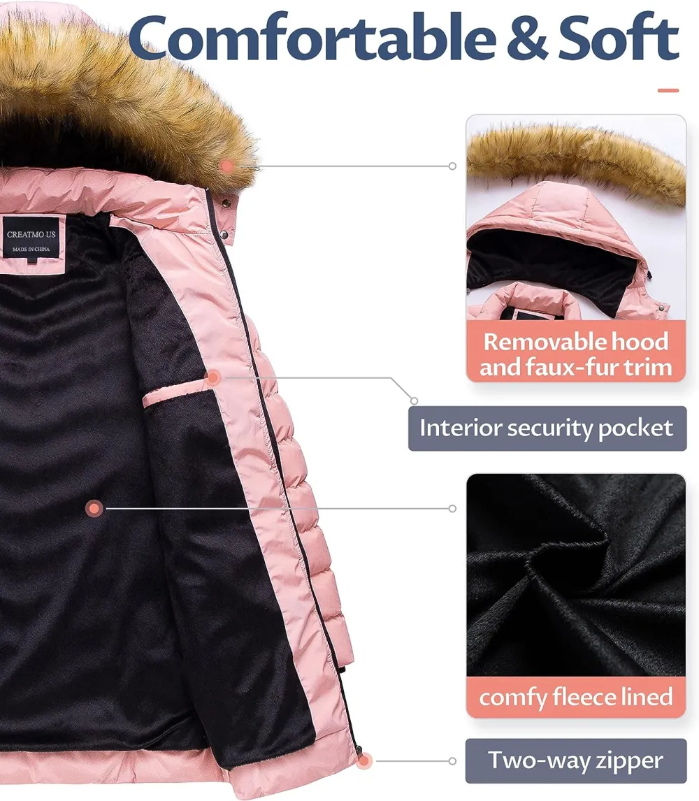 US Women's Winter Hooded Coat Waterproof Warm Long Puffer Jacket Parka