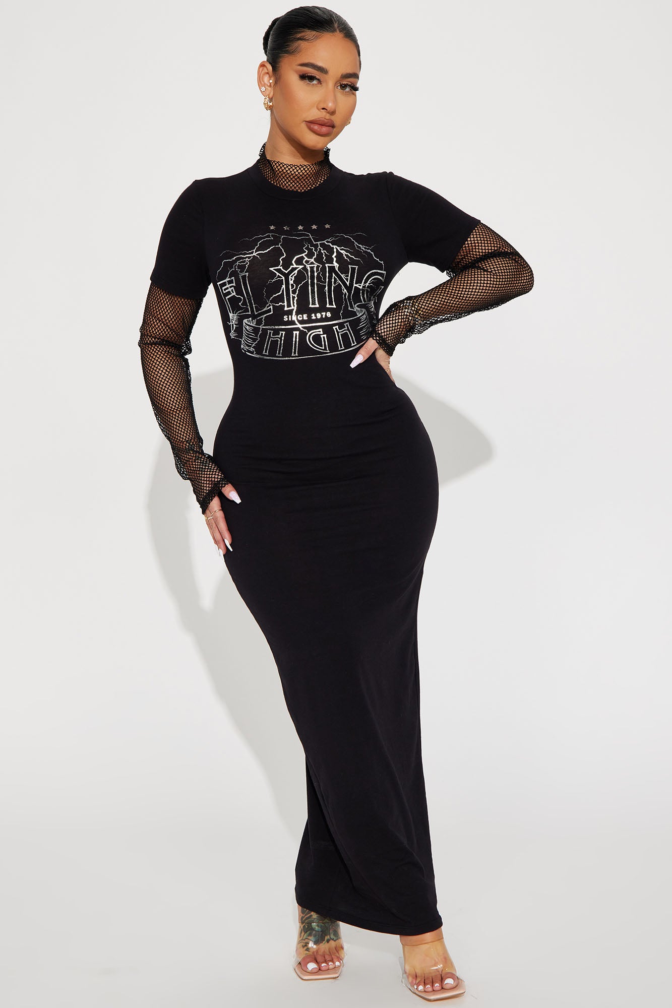 Flying High Maxi Dress - Black/Silver