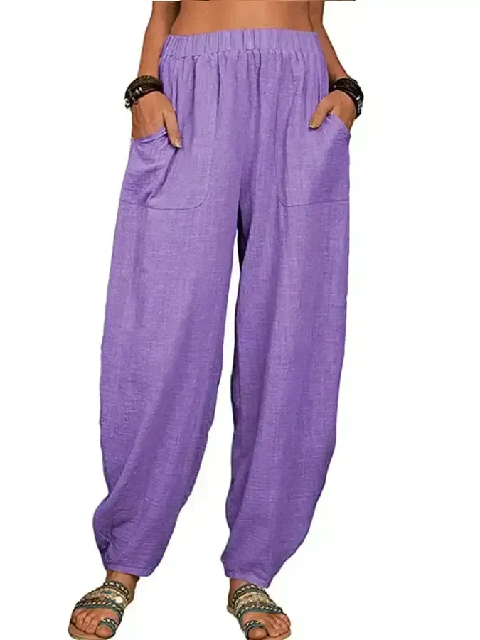 Women's Casual Pocket Loose Trousers