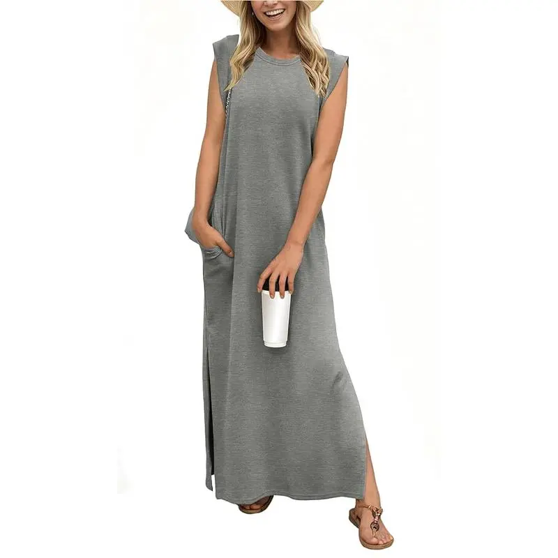Women's Summer Maxi Dress with Pockets – Wrinkle-Free, Casual & Comfy