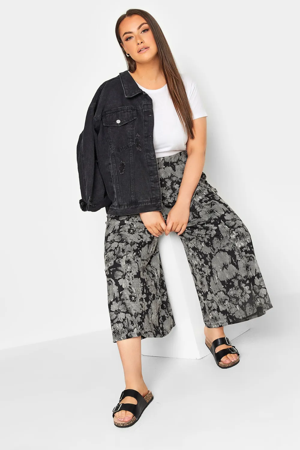YOURS Curve Black Stretch Jersey Culottes