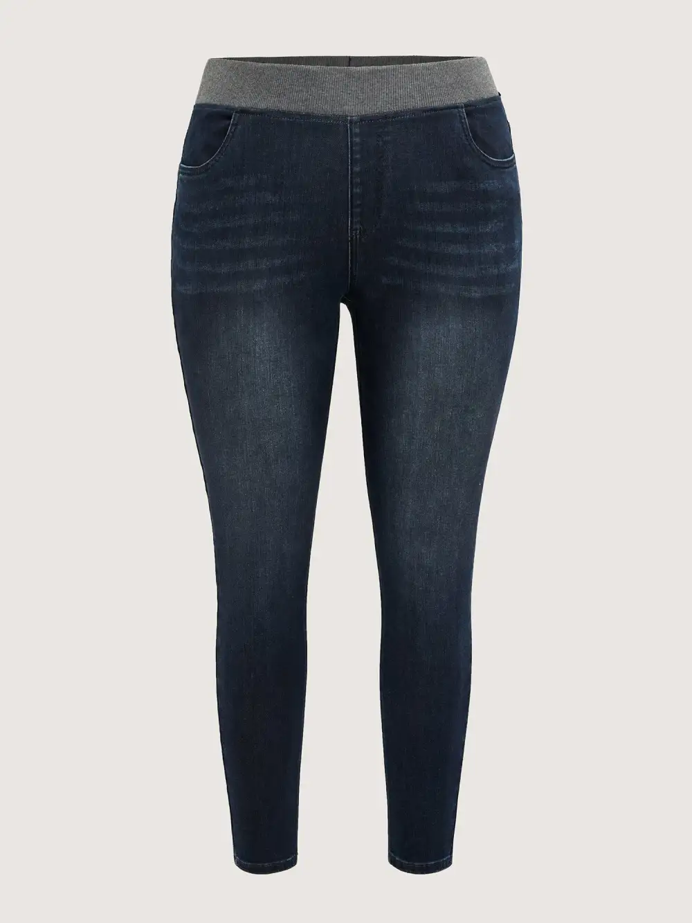 Stretchy Whiskered Waist Skinny Knit Jeans