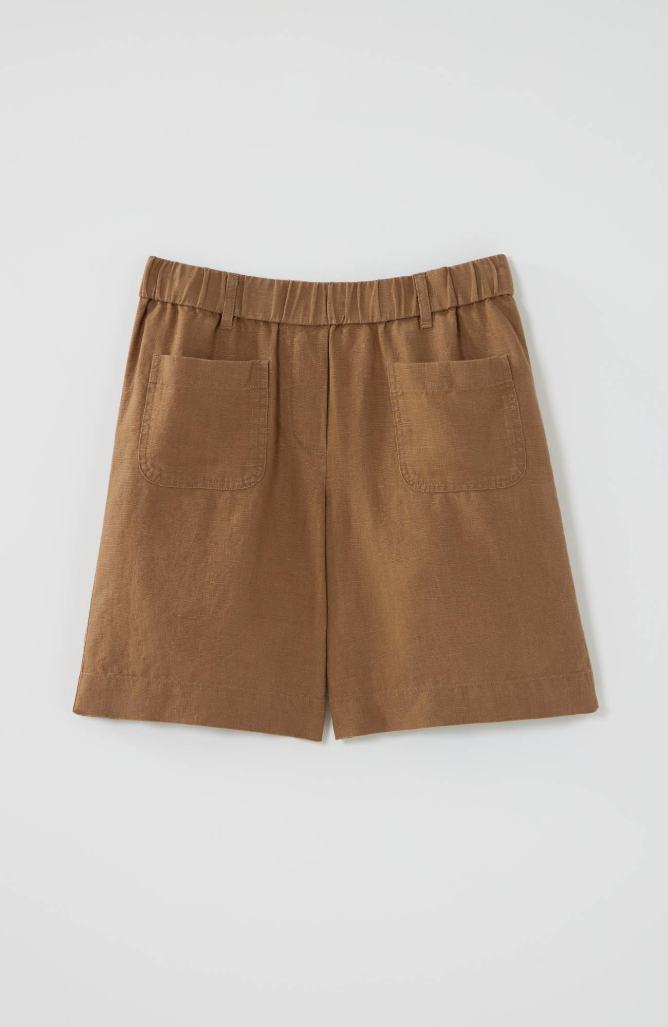 Linen Patch-Pocket Pull-On Shorts