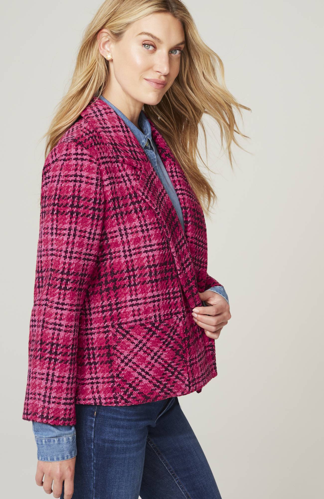 chenille plaid swing jacket