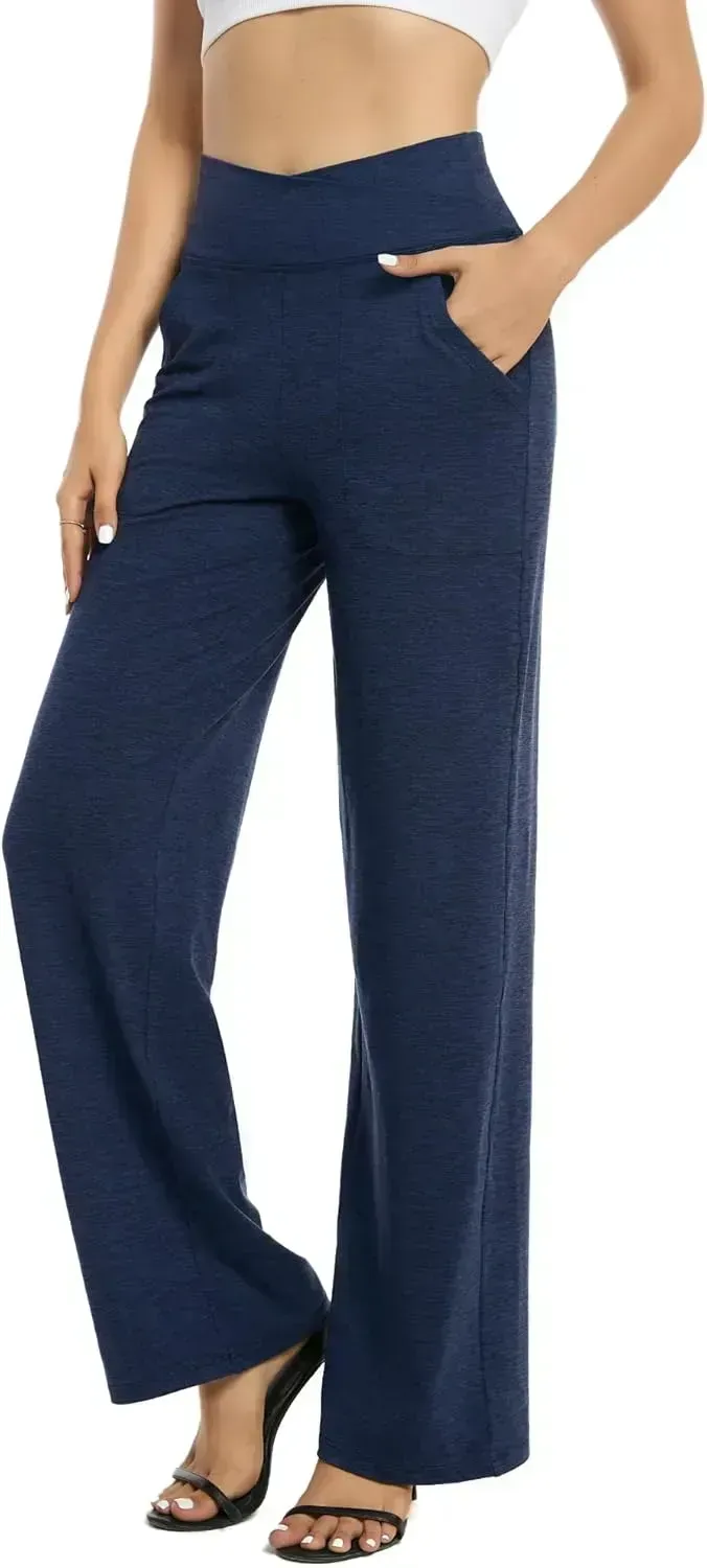 G4Free Wide Leg Pants for Women Loose Yoga Pants with Pockets Petite/Regular/Tall Stretch Casual Lounge Pants