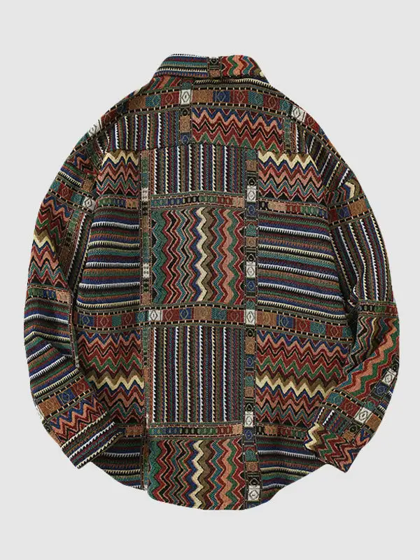 Men's Western Geometric Ethnic Vintage Blend Wool Jacket