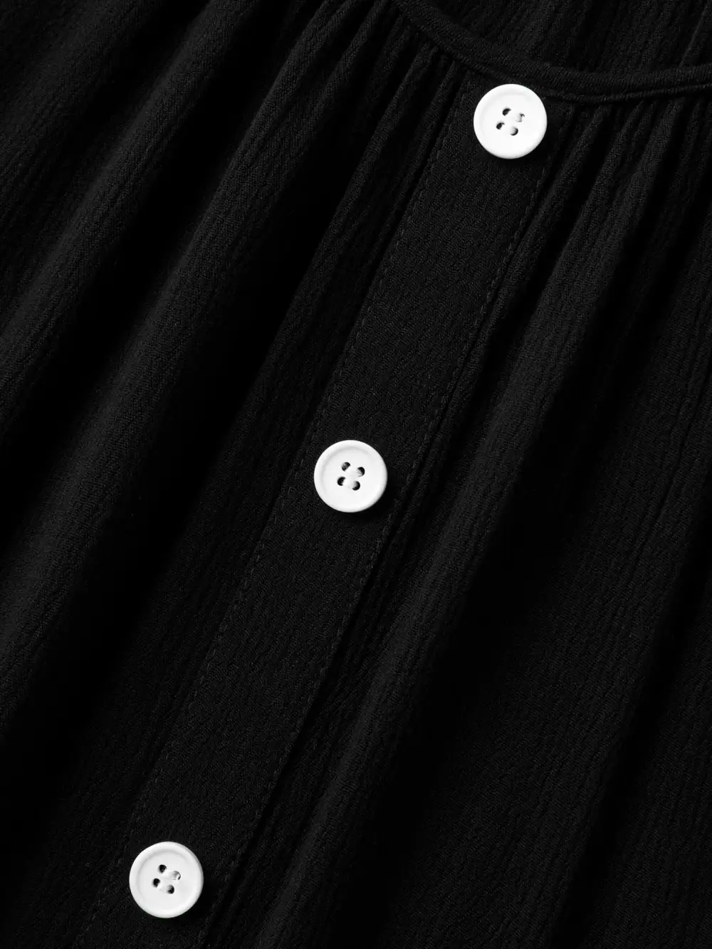 Textured Button Detail Pleated Solid Top