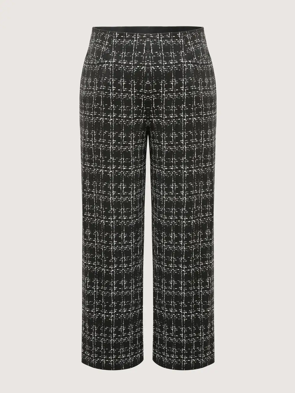 Tweed Texture Wide-Leg Pants